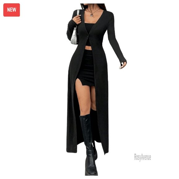 Cozy Long Cardigan Button Up V Neck Slim Fit Knit Sweater